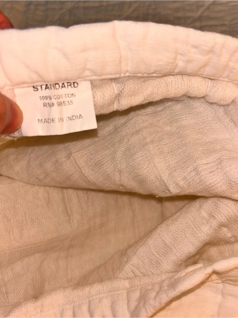 Cream quilted diamond print pillow sham set 100% cotton